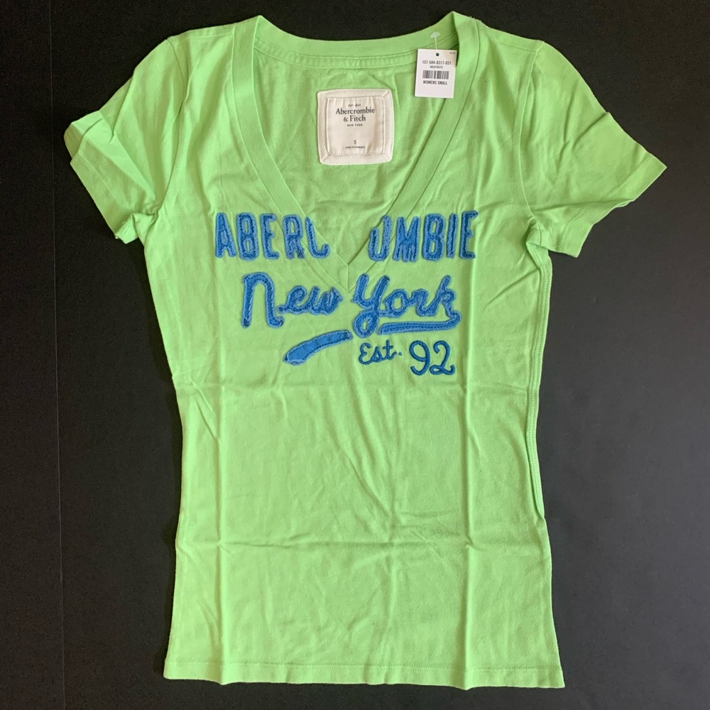 A&F Vintage Embroidered V Neck T-shirt